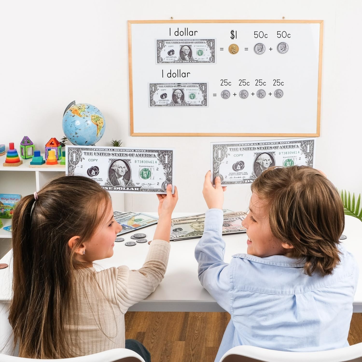 Jumbo Magnetic Play Money Set 57 PCS Educational Toy for Kids Classroom Learning