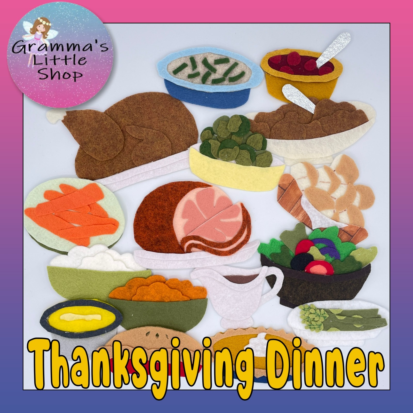 Thanksgiving Dinner Felt Story Set for Felt or Flannel Board Play