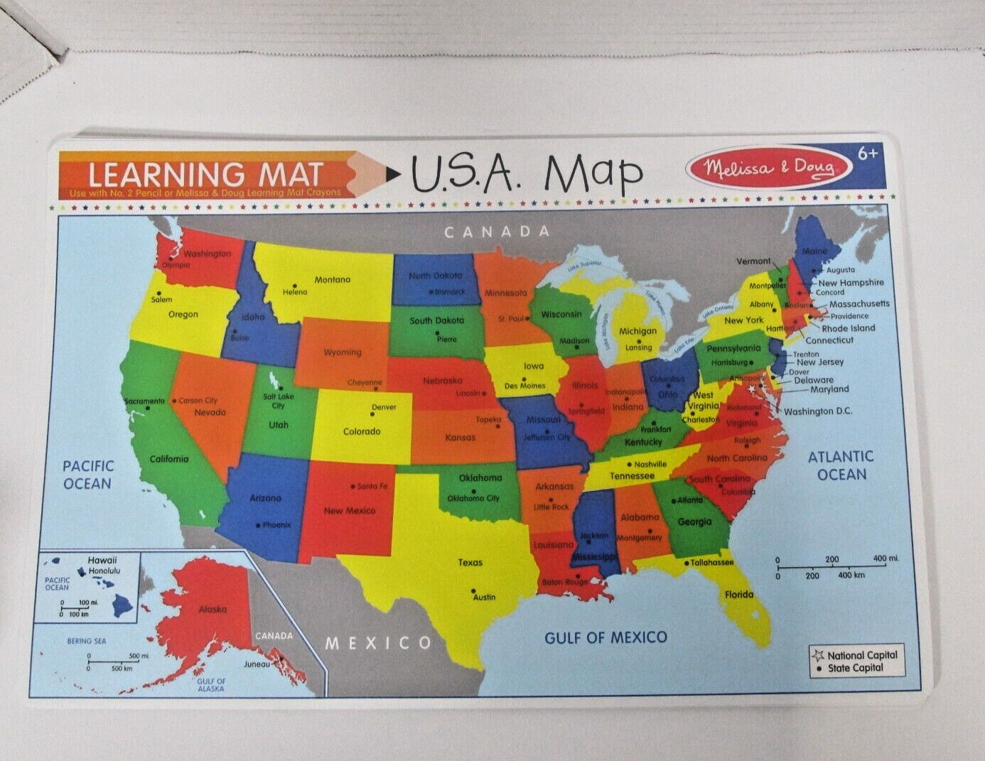 Melissa & Doug USA Map Reusable Learning Mats Lot of 4 Learn States Capitals
