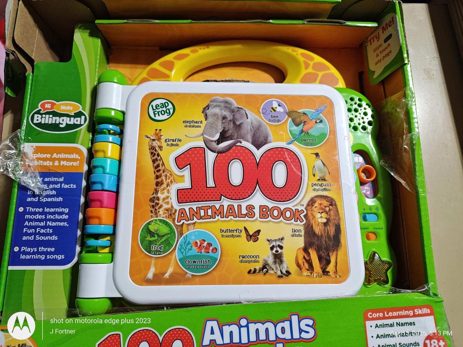 LeapFrog 100 Animals Book Bilingual – Green – NEW IN BOX