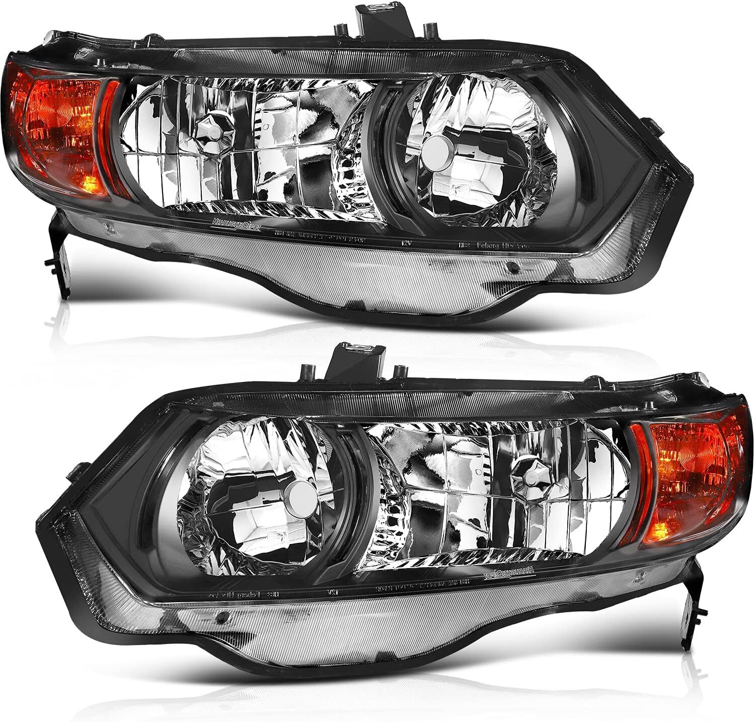LSAILON Headlight Assembly Replacement Fit 2006-2011 For Honda Civic 2 Door