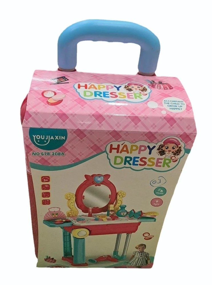 Happy Dresser Set 2 in 1 Makeup Set with Attractive Travel Suitcase Play Set
