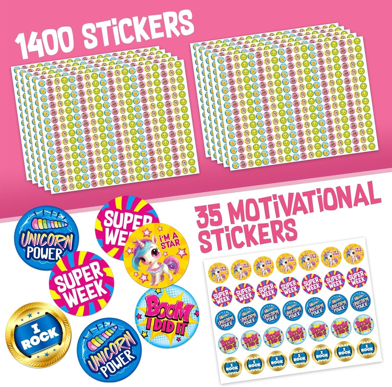 Magnetic Chore Chart Pad for Kids – 26 Unicorn Designs & 1400 Reward Stickers
