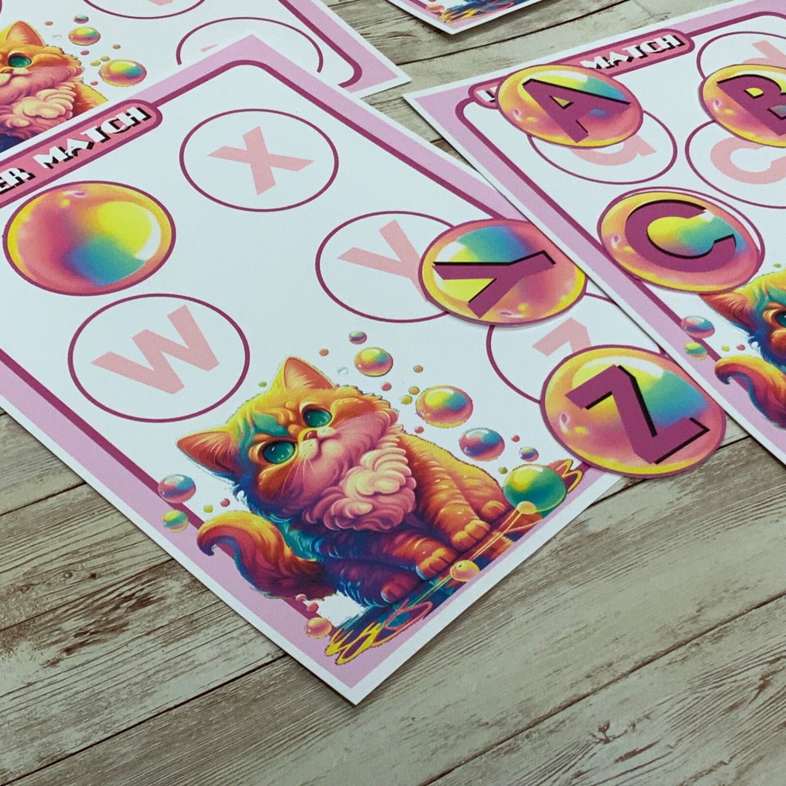 Pretty Kitty Bubble Match Game – Uppercase & Lowercase Match    – DIY KIT –