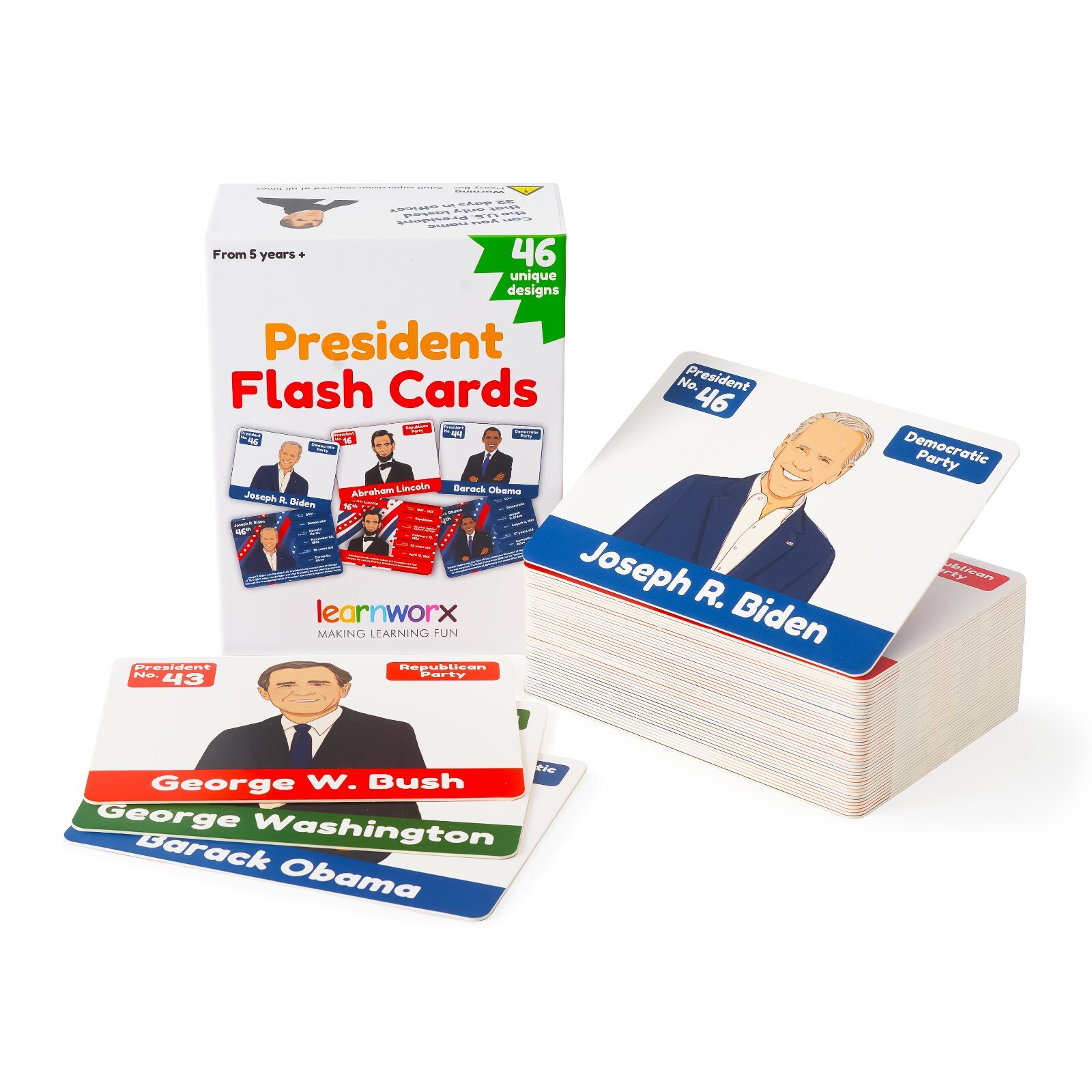 US Presidents for Kids Flash Cards –46 President Cards