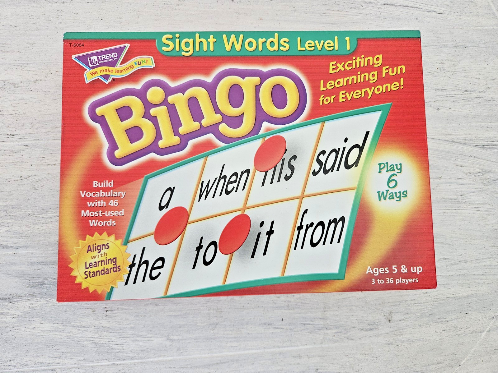 Sight Words BINGO Game for Kindergarten Learn to Read Card Game up to 36 players