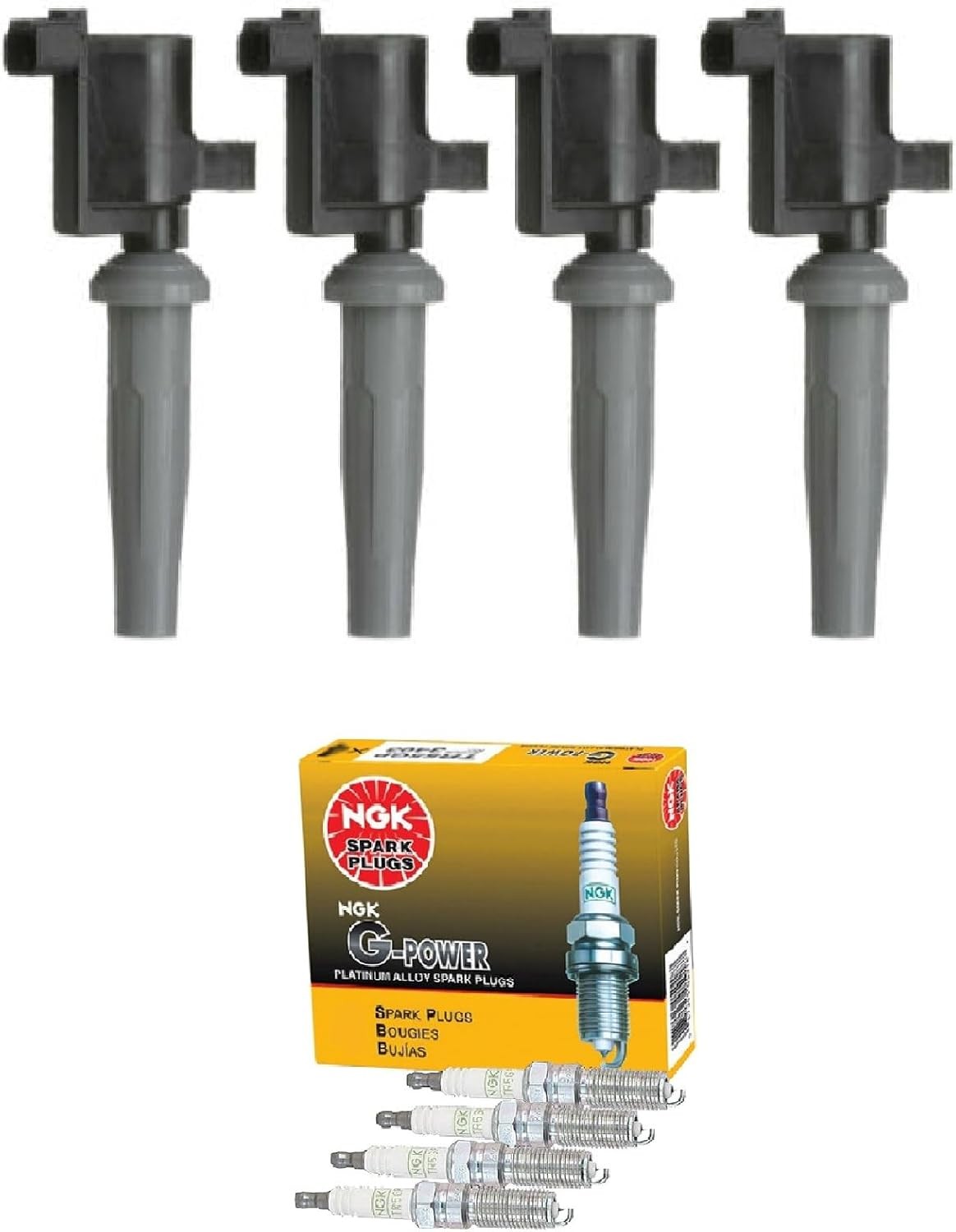 4PCS Ignition Coil NGK Spark Plug for Ford Escape Focus Mazda 3 6 2.0L 2.3L