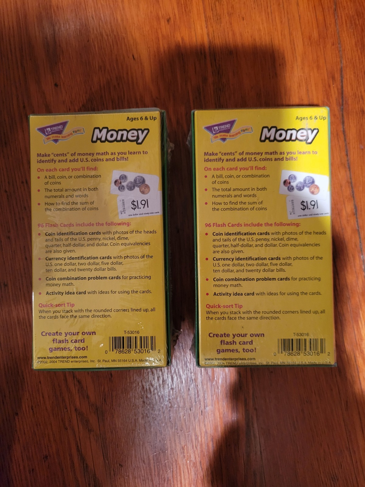 Trend Enterprises – Lot Of (2x) New Sealed Educational Money Flash Cards (NISB)