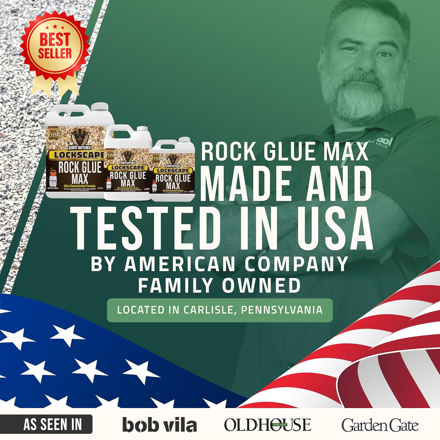 Max Rock Glue 32oz Landscaping Mulch Gravel Binder Covers 50 Sq Ft Pet Safe Clea