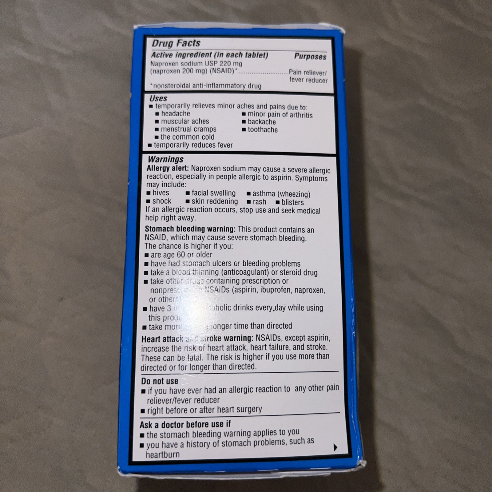 Amazon Basic Care Naproxen Sodium Tab 220 mg Pain Reliever 300 Ct – Exp 07/2026