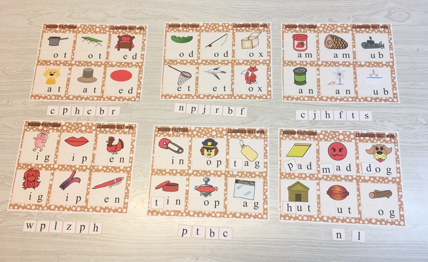 Sound Patterns – Set of 6 Learning Mats and 36 Cards – Laminated Activity