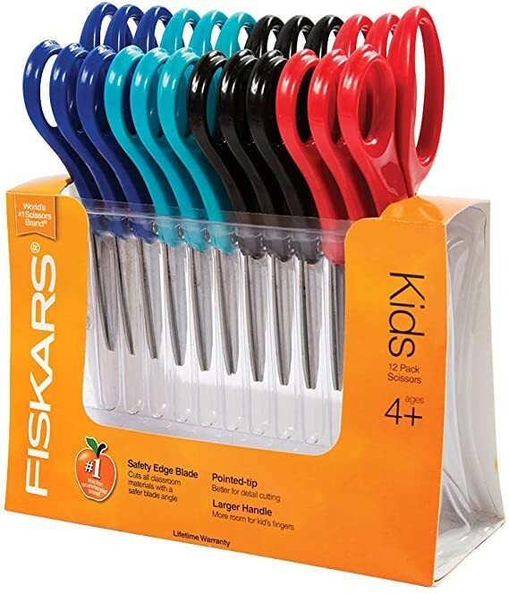 Fiskars 5 Inch Blunt Tip Kids Scissors Classpack, 12 Pack Box 3 Boxes 36 Total