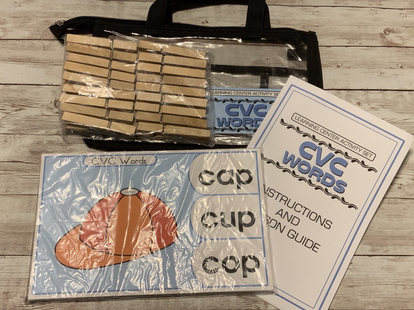 Learning Center Activity Set – CVC Words – Clothespin Learning Center