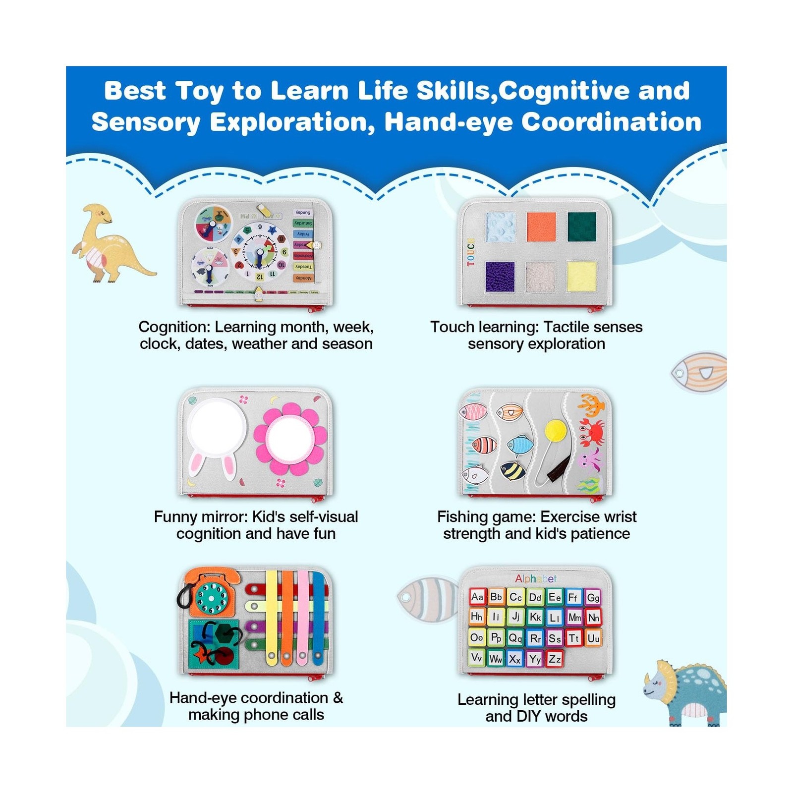Busy Board Montessori Toys for 1 2 3 4 Year Old Boy & Girl Birthday… Fast Ship