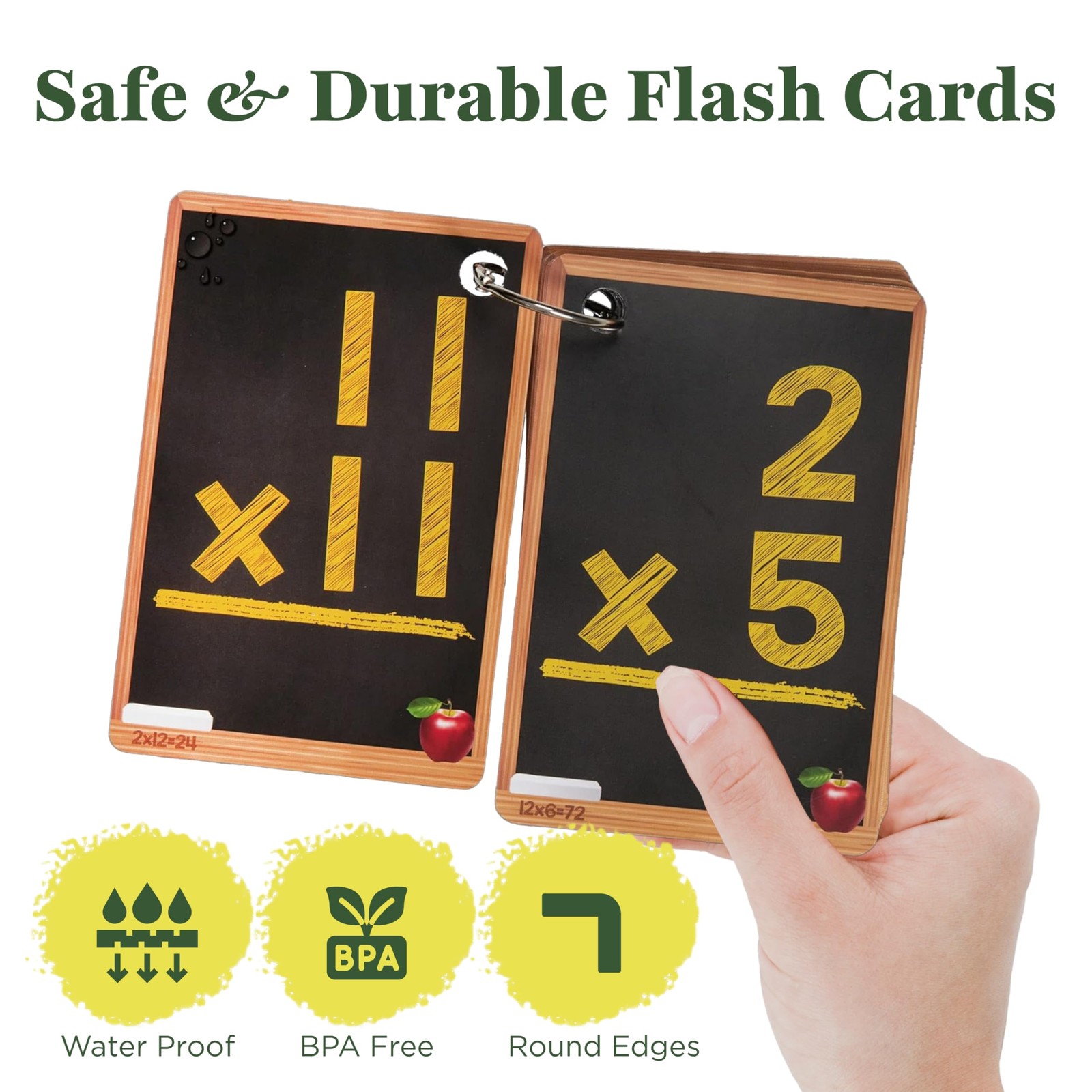 Math Flash Cards Set of 4 Addition, Subtraction, Multiplication, Division wi…
