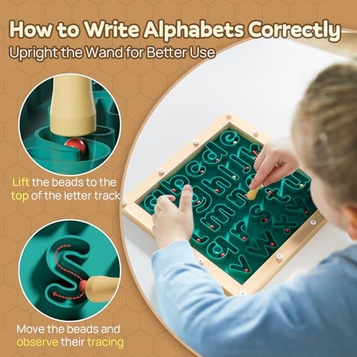 TOP BRIGHT Magnetic Letter Board – Alphabet Learning Montessori Toys, ABC