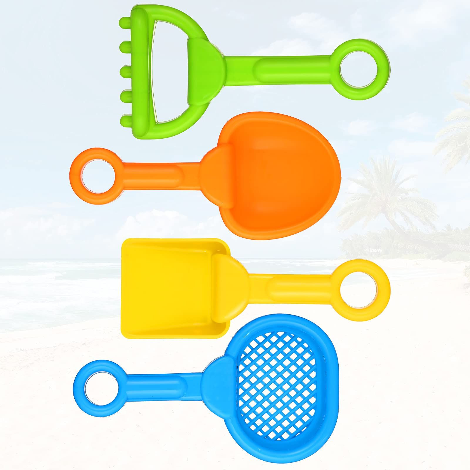 Skylety 8 Pieces Sand Shovels Colorful Plastic Rake Winter Beach Small