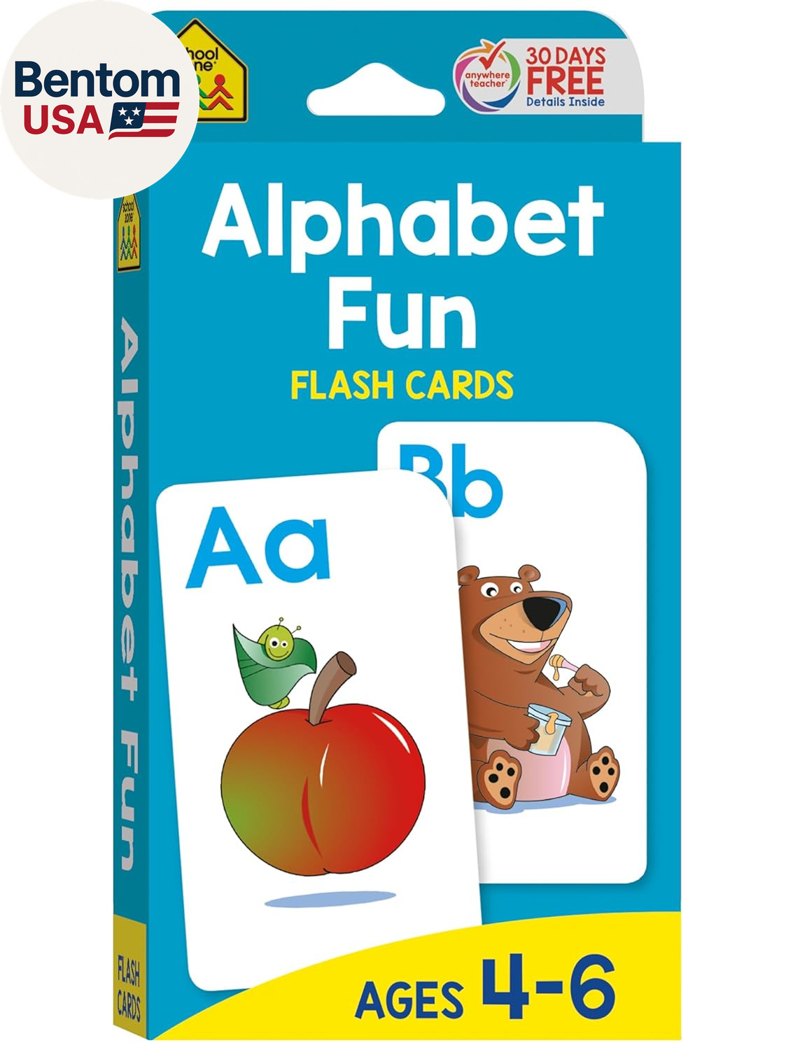 School Zone Alphabet Fun Flash Cards: 56 Cards, Preschool, Kindergarten, Abcs, U
