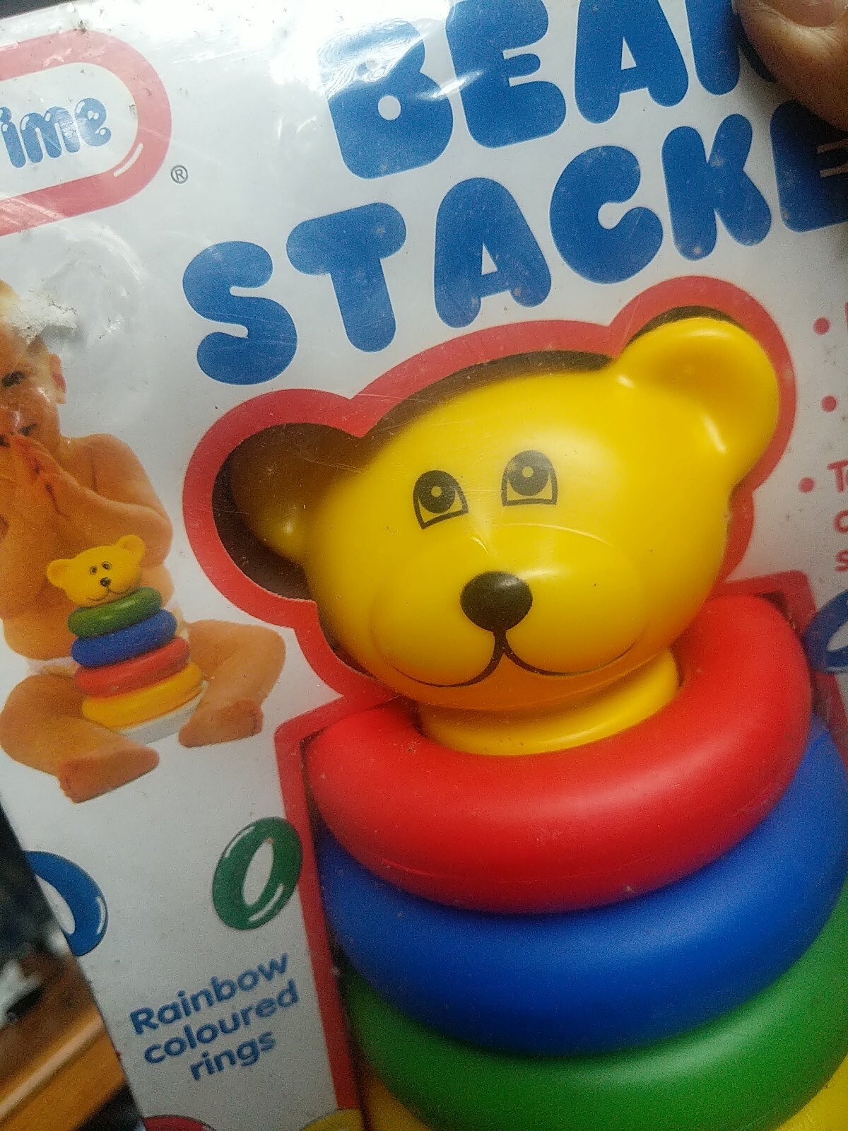Fun Time Bear Stacker Rainbow Color Rings Toy 6 Months & Up