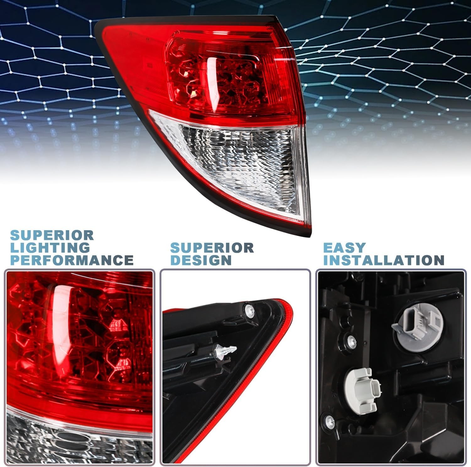 Left Tail Light 2019-2022 Honda HRV HR-V Replacement for 33552-T7W-A31 HO2804119