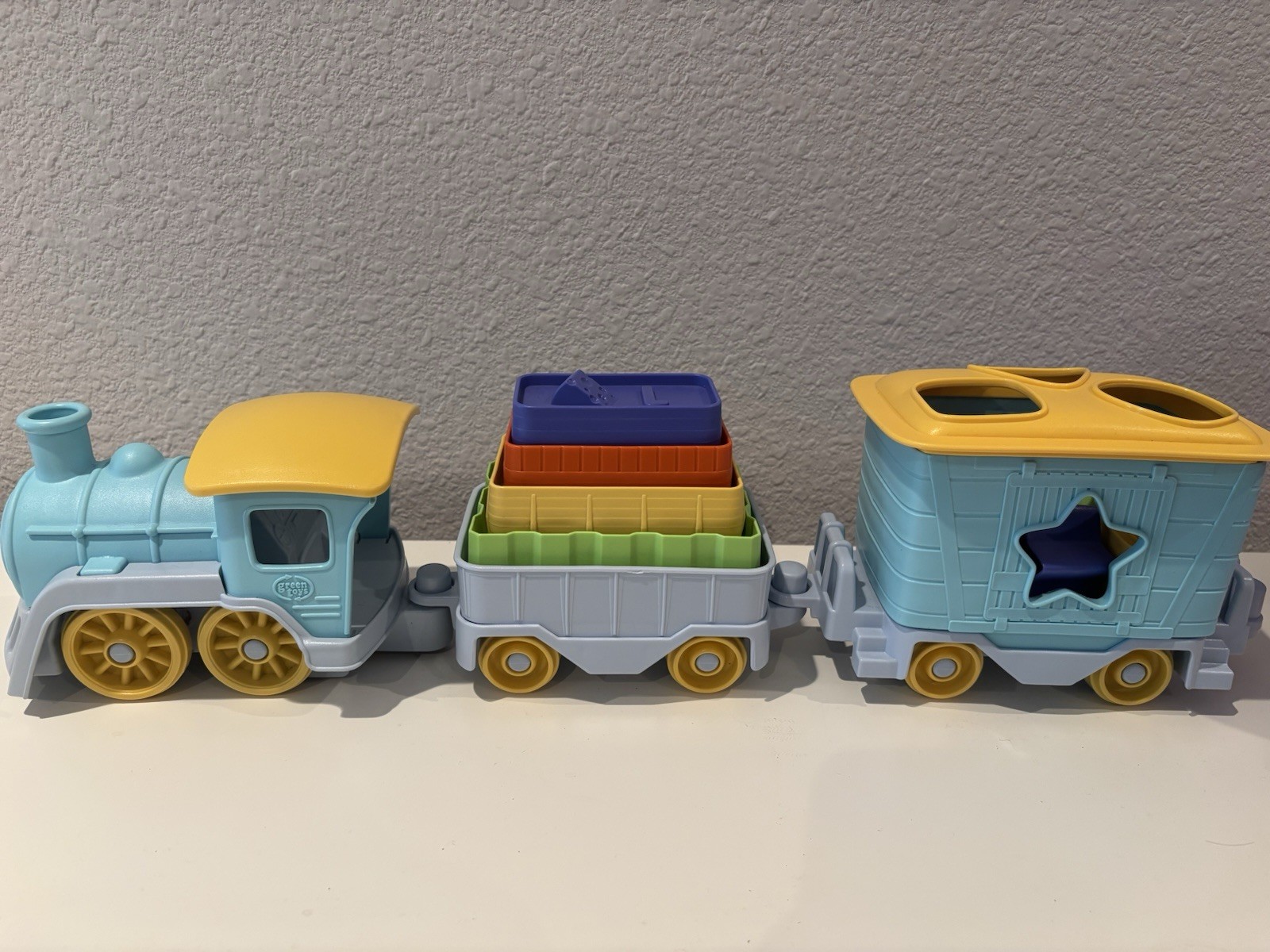 Green Toys Shape Sorter Train w/ Stacking Cargo Cars – Toddler Toy