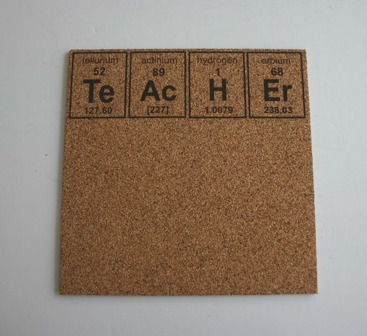 Teacher Periodic Table of Elements Etched Cork Board Push Pin Teacher Gift