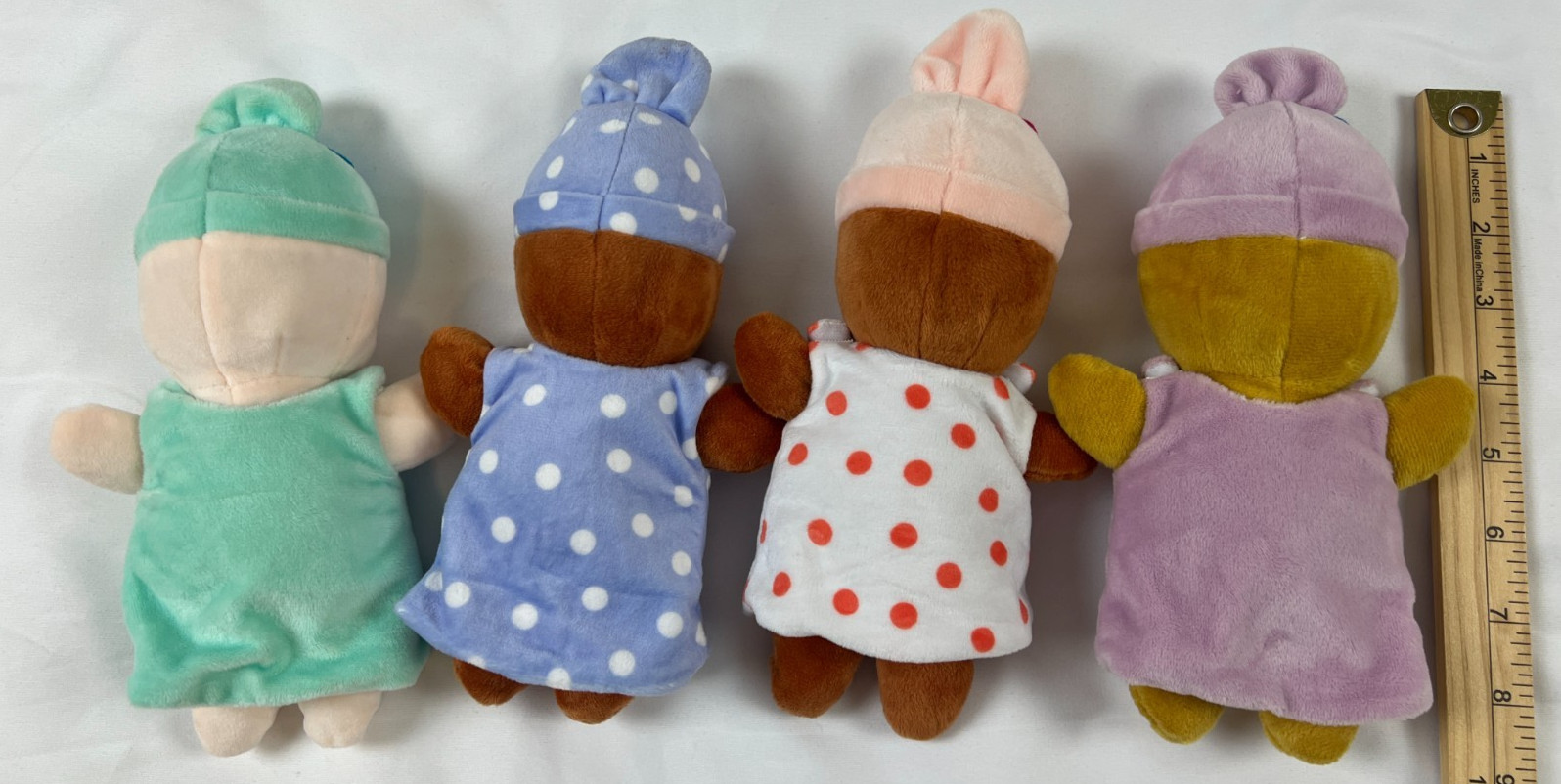 Culturally Diverse Soft Plush 9″ Dolls Set Interchangeable Clothing (not hats)