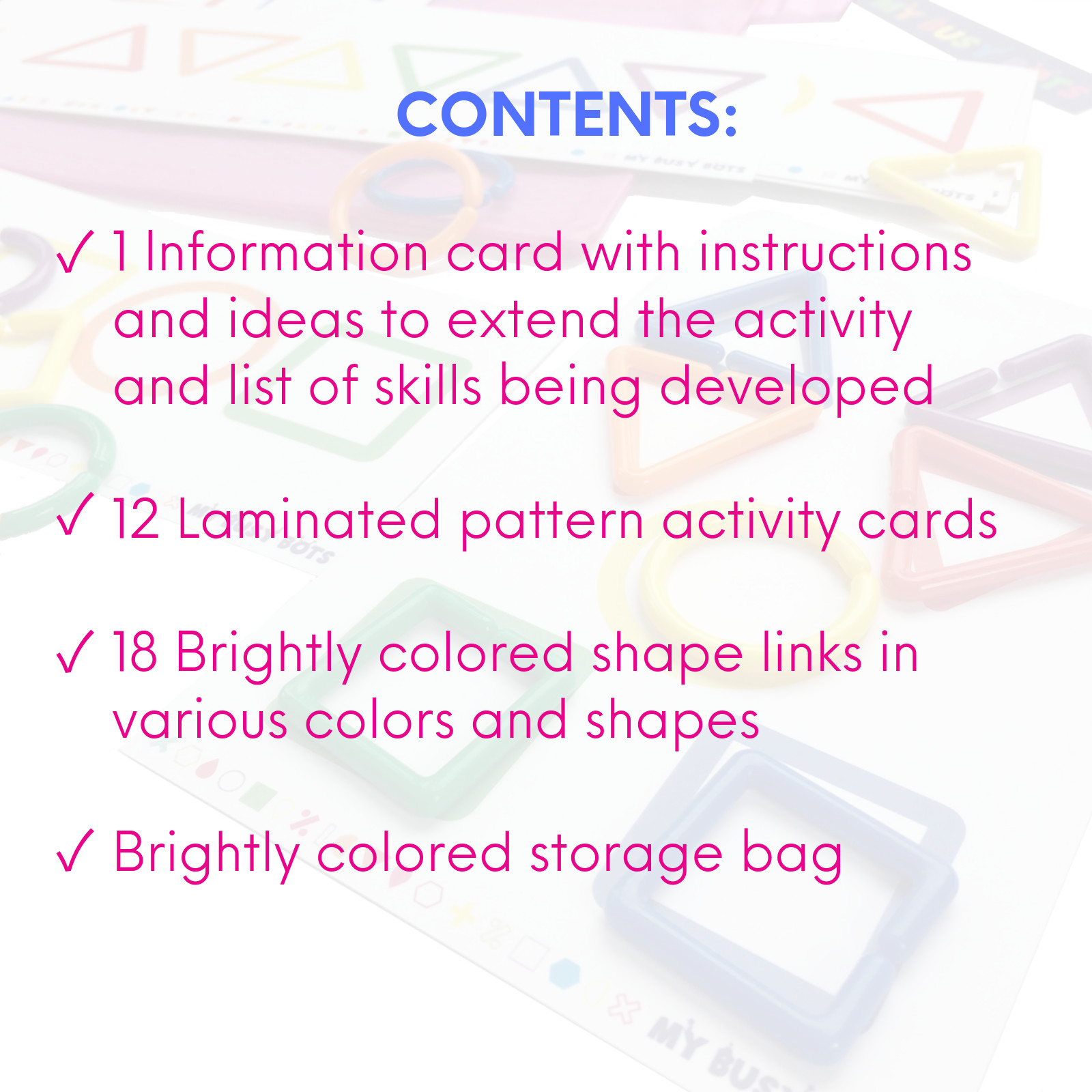All Shaped Up – My Busy Bots Bag of shapes for matching, learning & building fin
