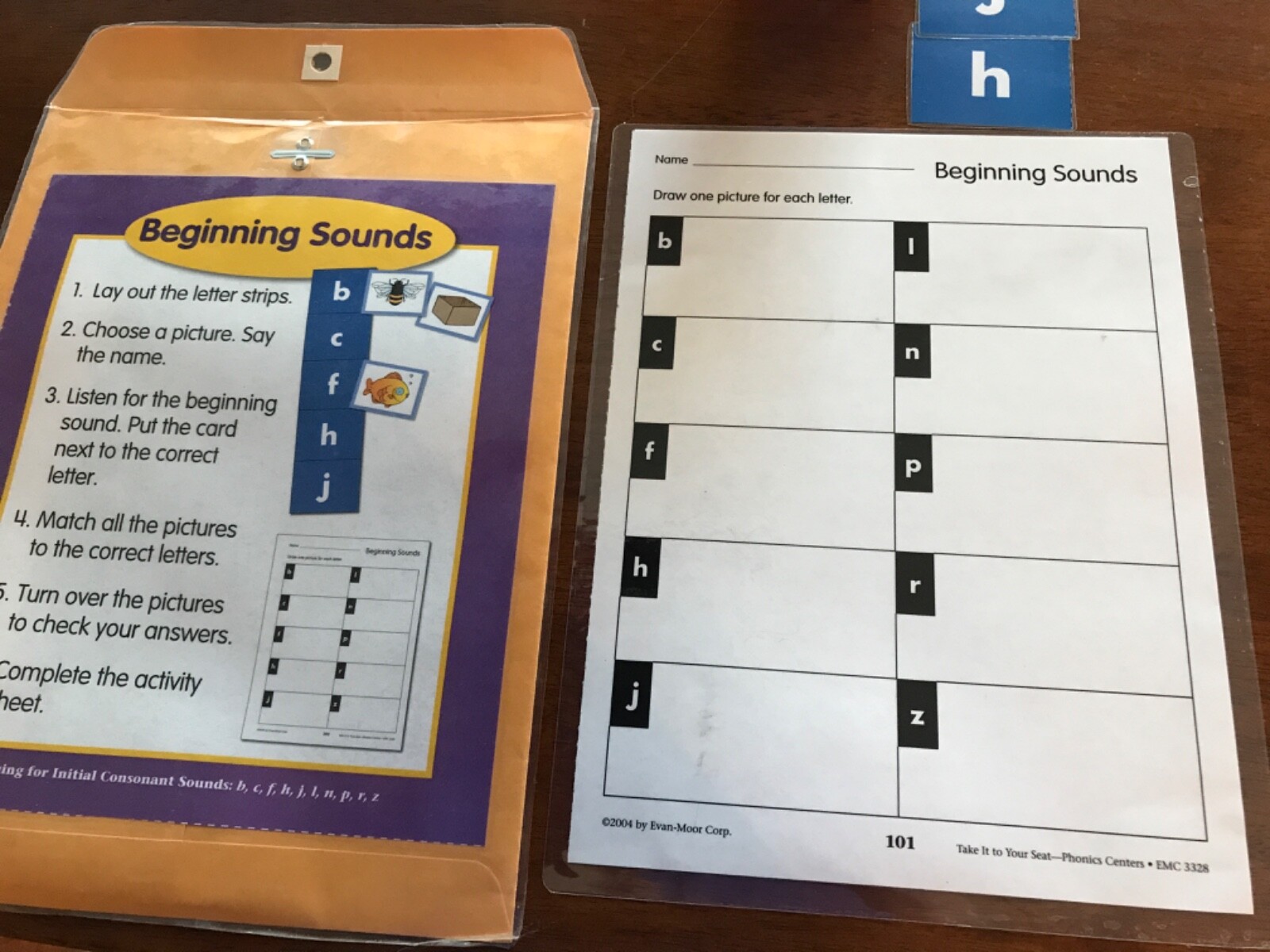 Beginning Sounds Grades K-1 Language Arts file folder game teacher