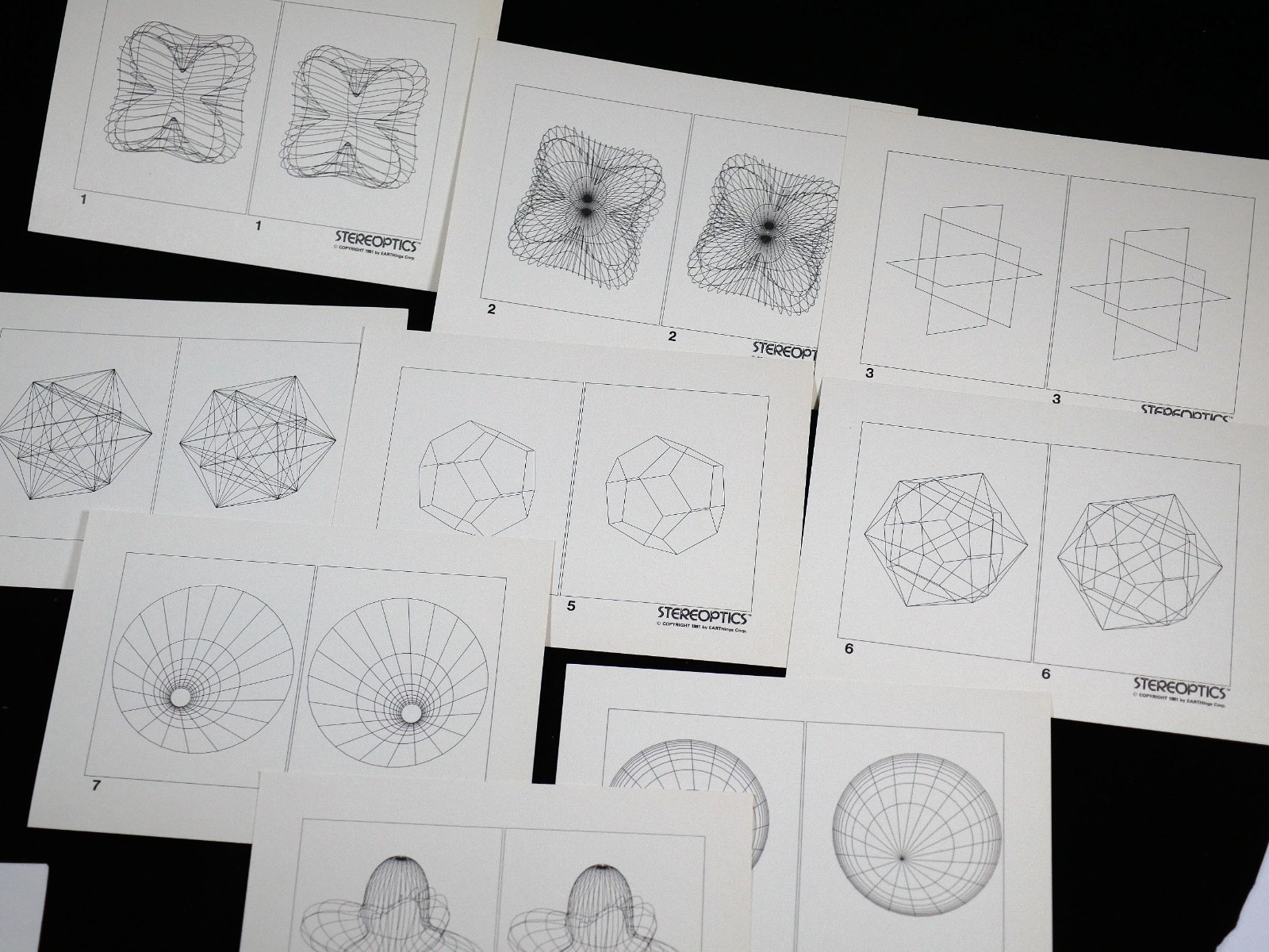 STEREOPTICS 18 Stereoscopic 3-D Computer Drawings 3D Viewer 1981 Earthings Corp