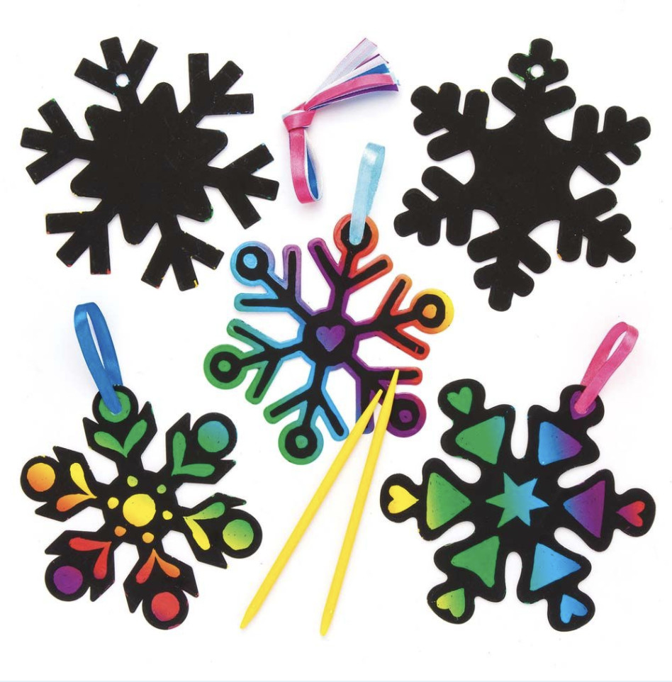 NEW Baker Ross : Craft It! Snowflake Scratch Art Decorations – AR769