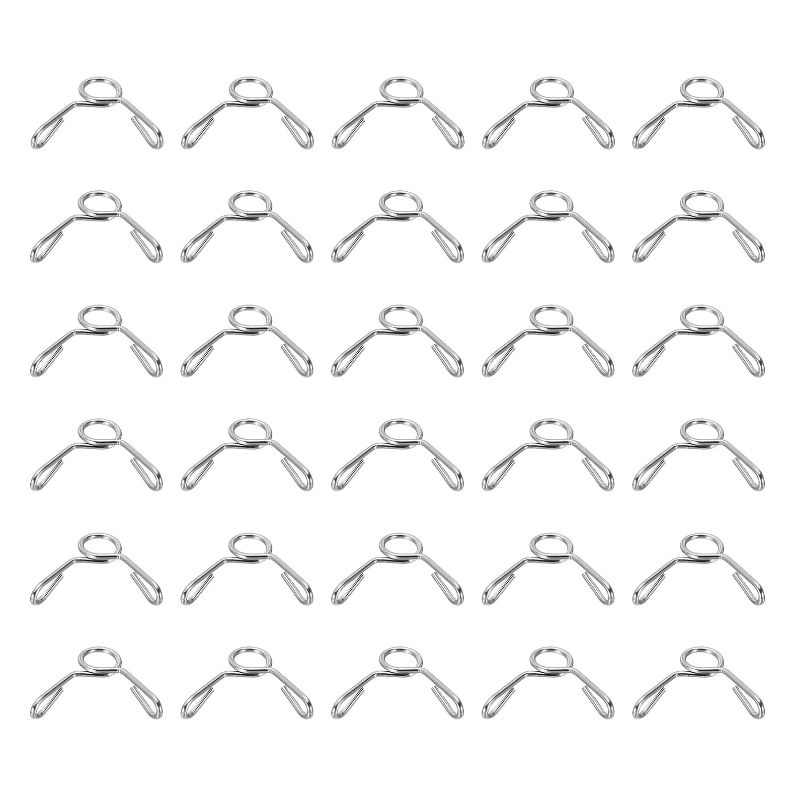 30Pcs 4mm ID 4.8mm Clamp Dia Silver Fuel Line Hose Clips Steel Spring Clips