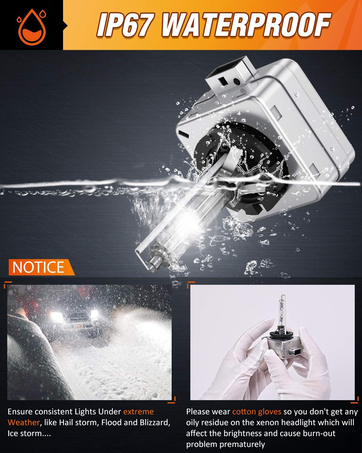 Nilight D3S HID Headlight Bulbs, Super Bright D3S HID Bulb 6000K Diamond White H