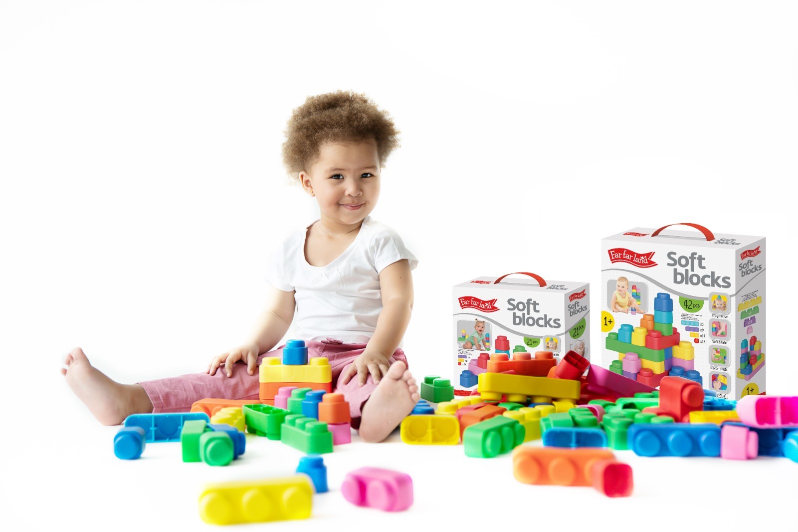 42pcs Baby Blocks – Colorful Soft Building Blocks for Baby Age 1+ old – New!