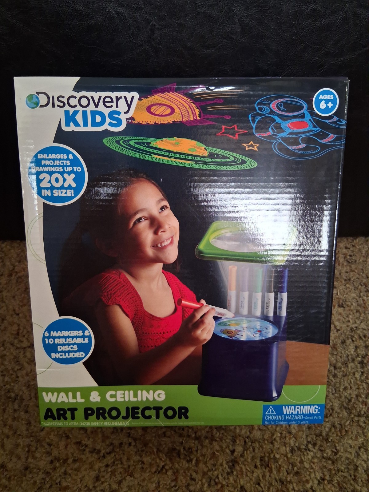 Discovery Kids Art Projector Creative Play 6 Markers & 6 Coloring Discs NEW
