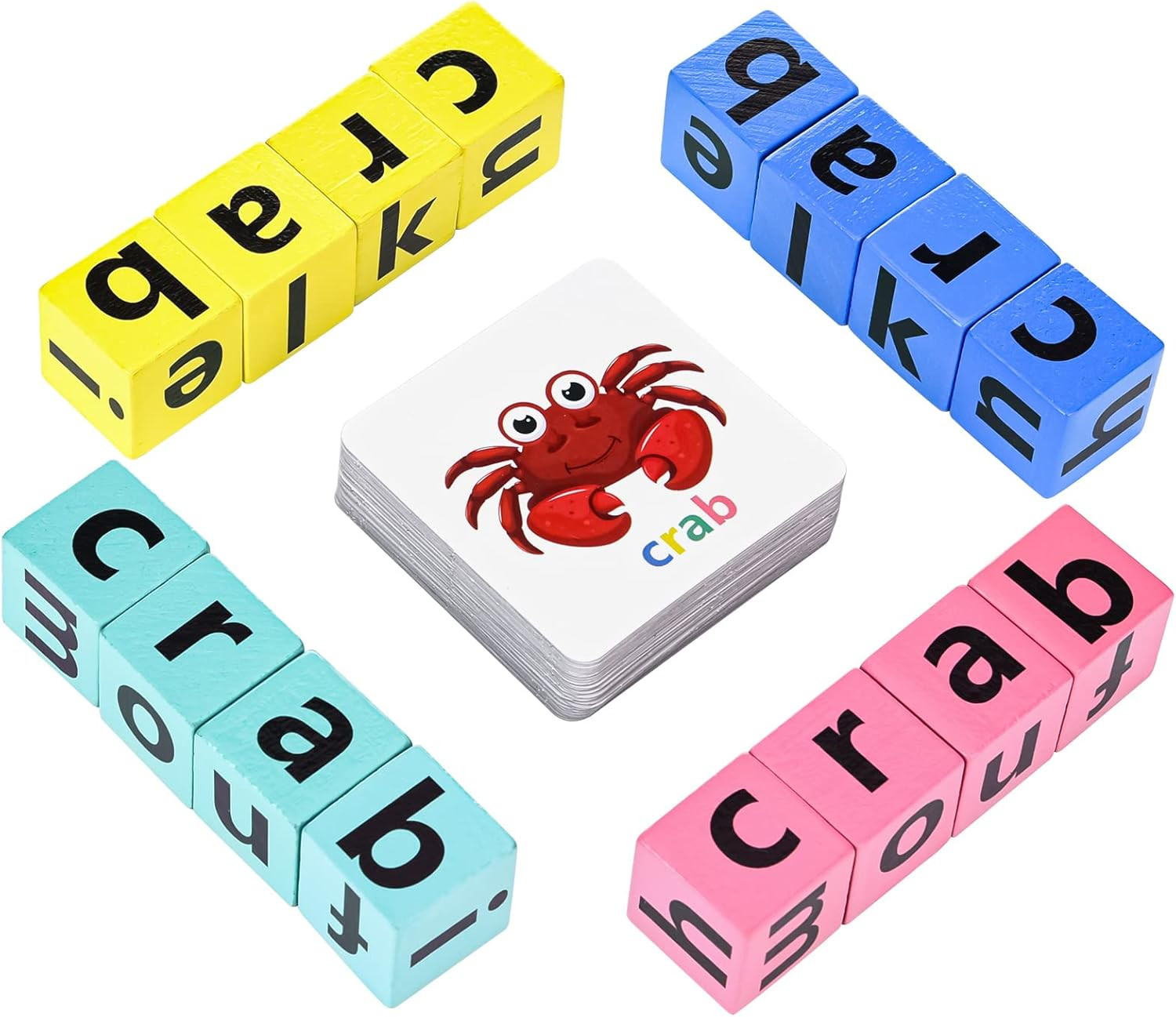 Wooden Blocks Spelling Game, Wooden Alphabet Puzzles Blocks, Matching Letter Gam