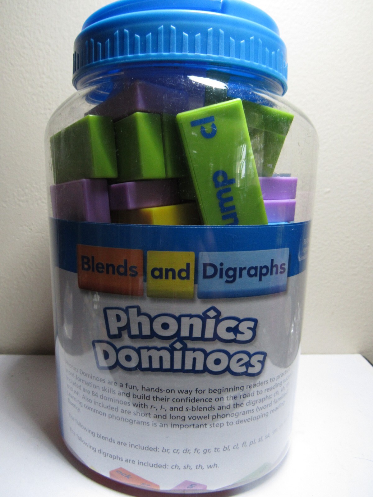 84 Pc PHONICS DOMINOES Blends Digraphs spelling home school Educational Insights
