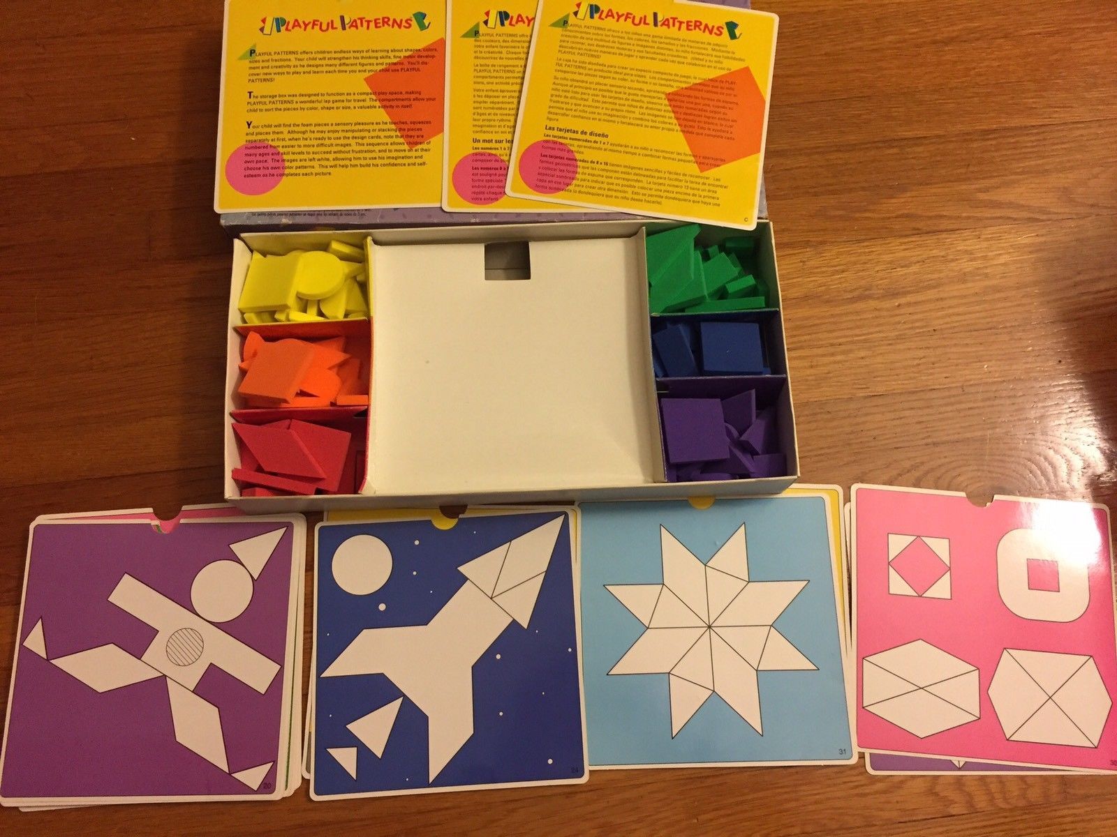 Rare Vintage Game Discovery Toys PLAYFUL PATTERNS Design Activity shapes cards