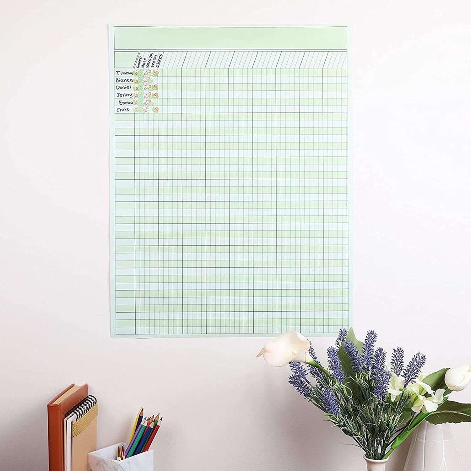 Vertical Incentive Chart for Classroom 16 Sheets kids Chores Reward 17 x 22
