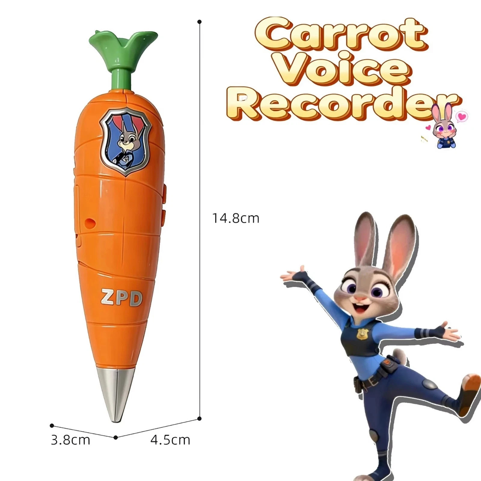 Mini Voice Recorder Pen Carrot Design 60 Second Recording Toy Gift