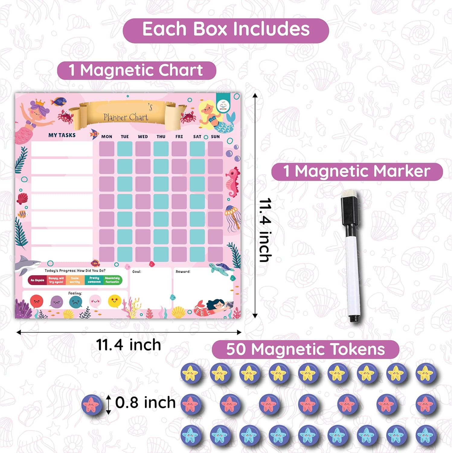 Magnetic Chore Chart for Kids, Behavior Chart for Kids at Home with 50 Magnetic