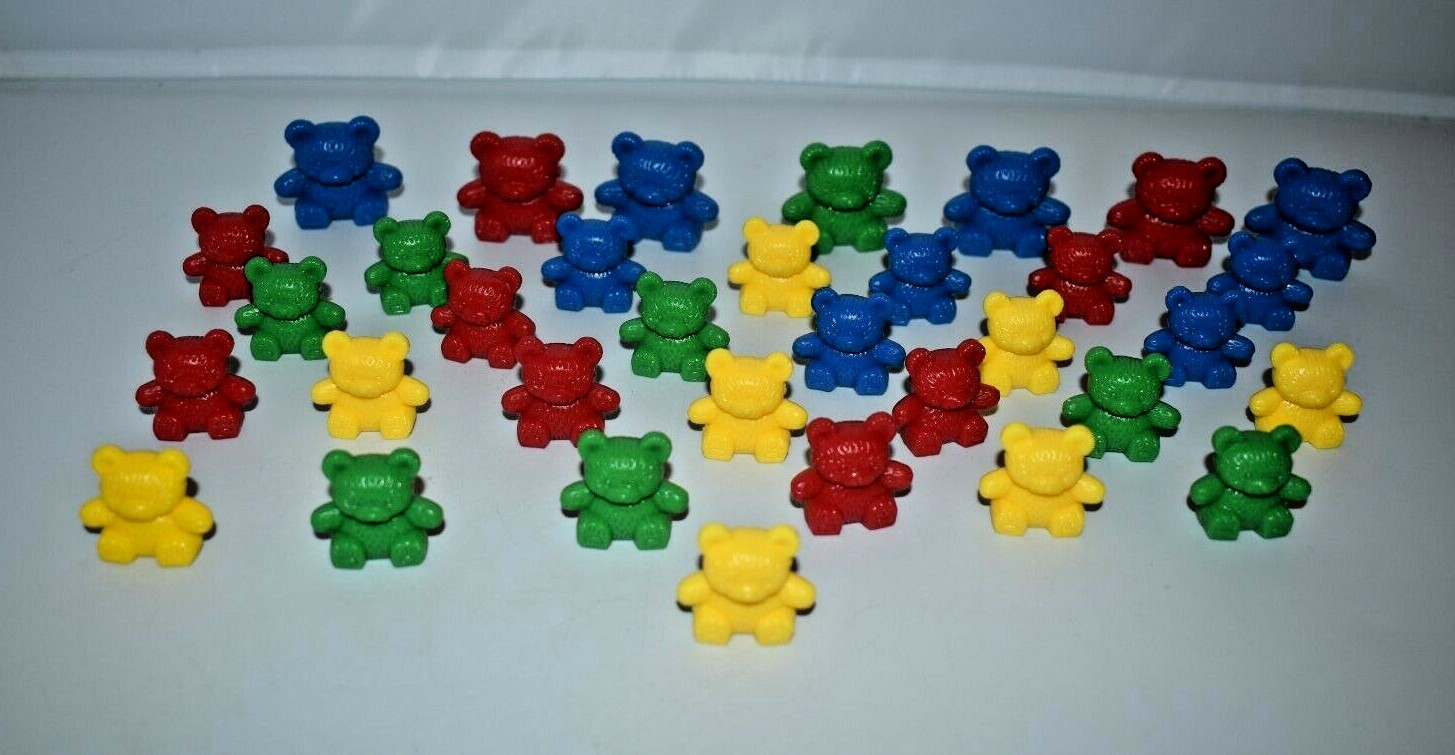 Lot of Teddy Bear Toy Figures Blue Red Green Bears