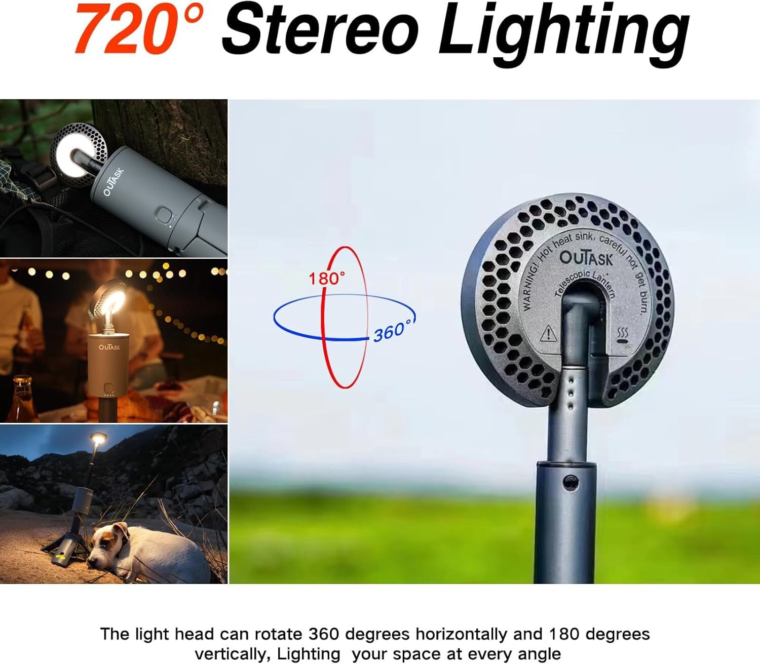 Camping Light Telescopic, Collapsible Magnetic Camping Lantern with 12000mAh