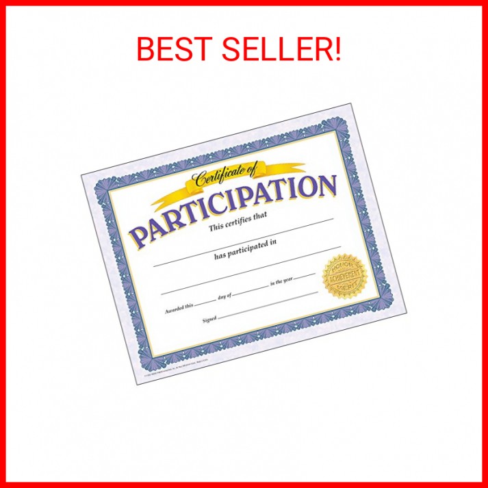 Trend Certificate of Participation Classic Certificates, 8-1/2″ x 11″, 30 Count