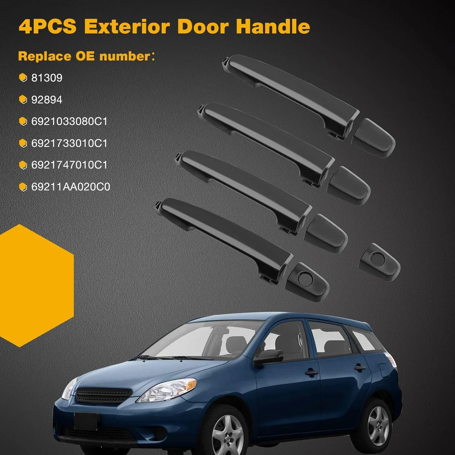 Exterior Door Handle 4Pcs Front Rear Driver & Passenger Side, Compatible with To