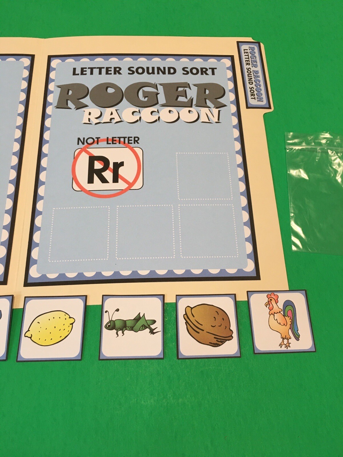 Roger Raccoon – Letter Rr – DIY File Folder game – Printed / Uncut