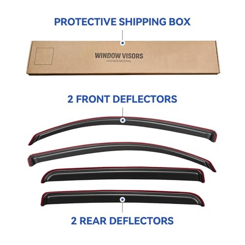 in-Channel Window Visors Rain Guards for 2016-2023 Toyota Tacoma Double Cab,