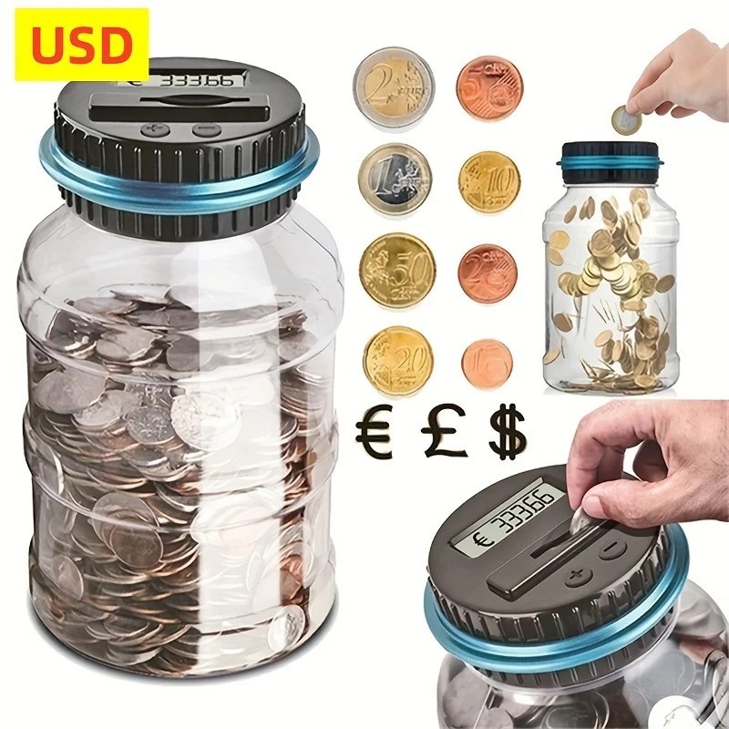 Digital Coin Counter Money Jar Piggy Bank Electronic Machine Christmas Gift Kids