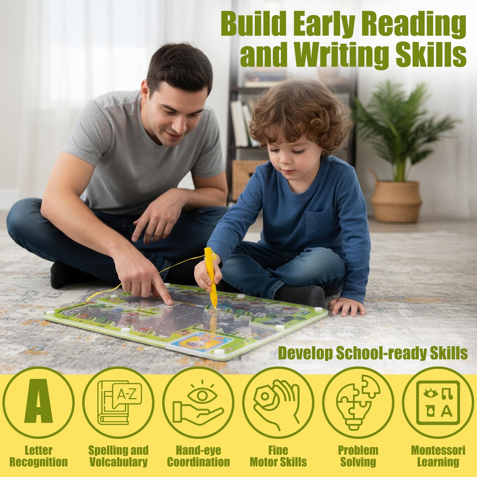 Magnetic Alphabet Maze Board, Preschool ABC Learning Toy with Magnetic Pen