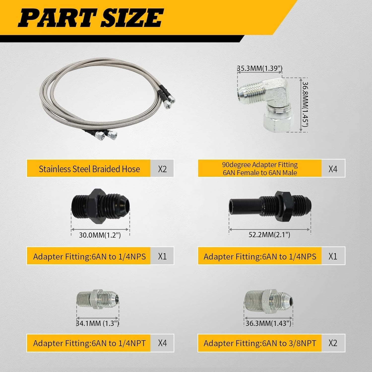 6AN 70″ Transmission Oil Cooler Hose Line kit Compatible with 4L60E 4L80E TH350